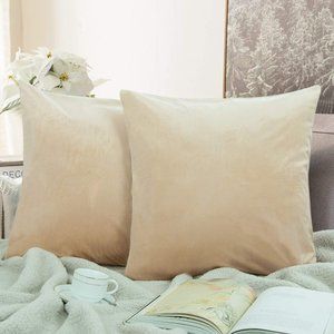 24x24 Khaki Velvet Square Throw Pillow Covers